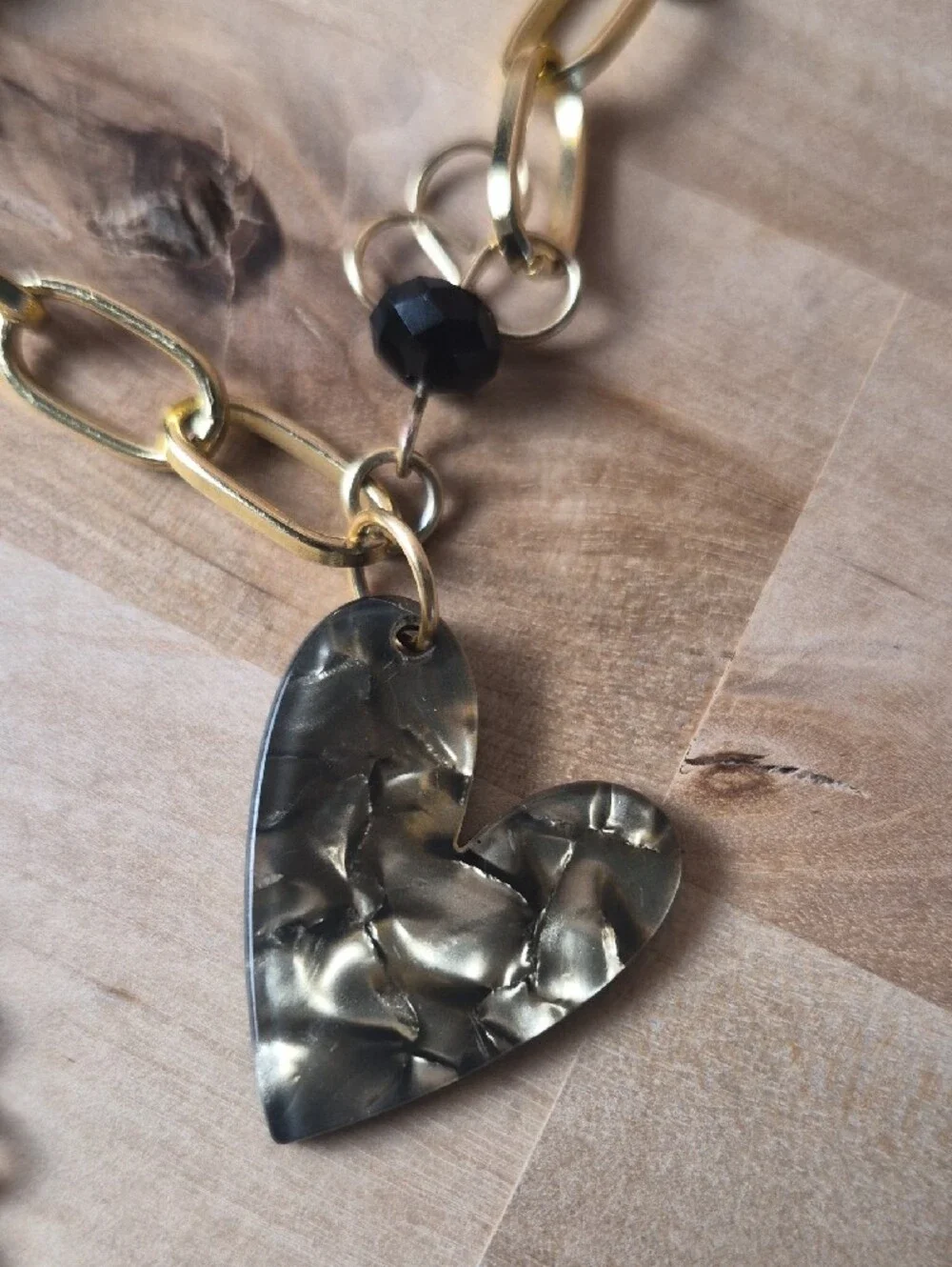 Gold Open Heart Pendant Necklace for Women